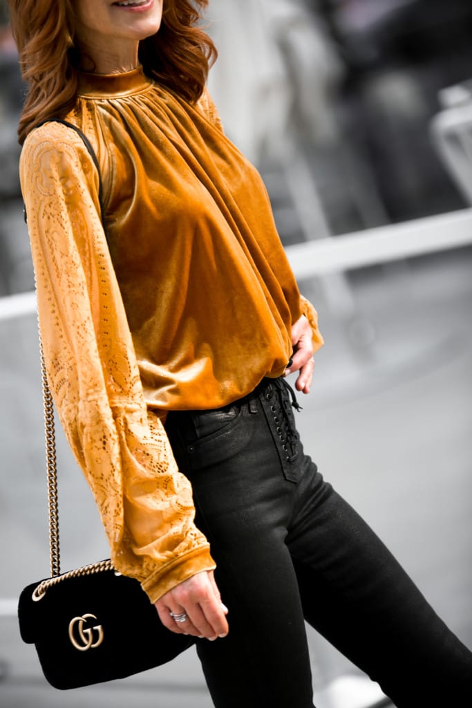 yellow velvet top