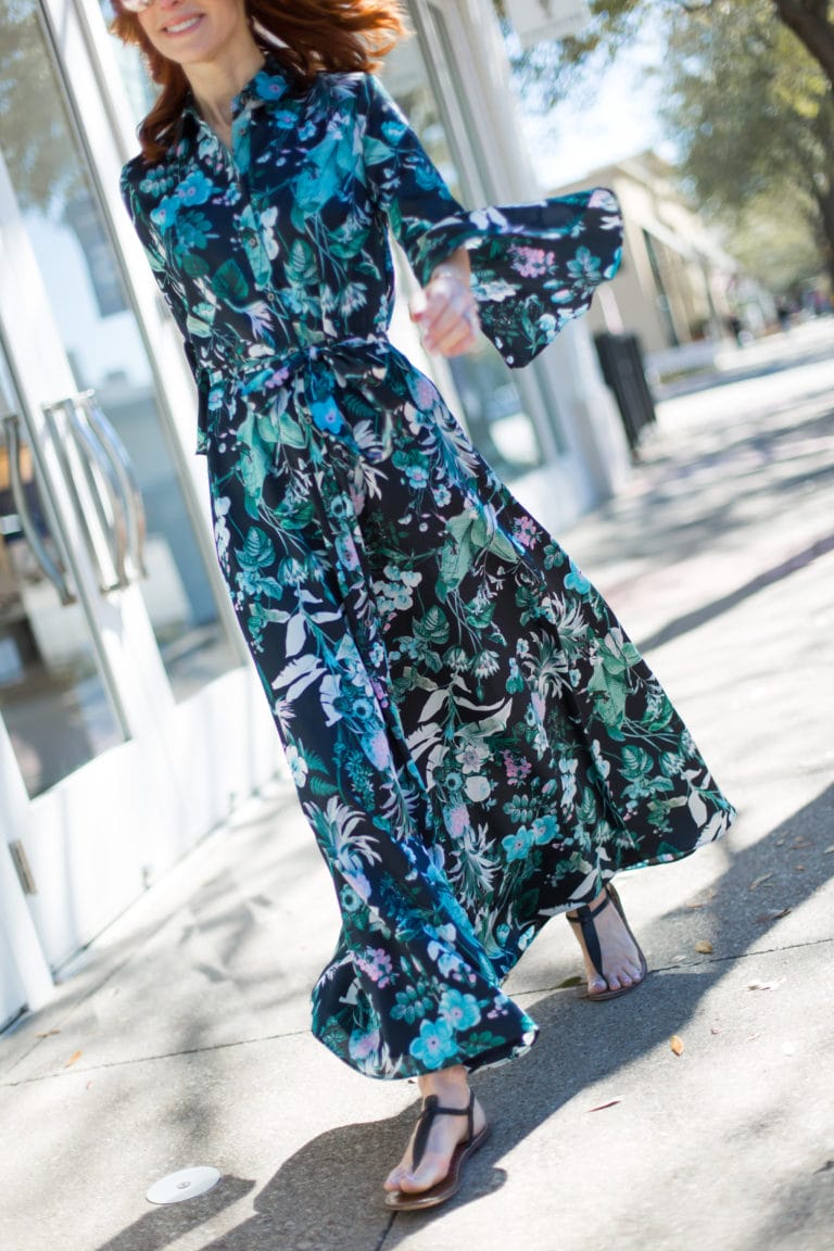 SHIRT DRESS WITH A LINE SKIRT BOTANICAL BALLADS