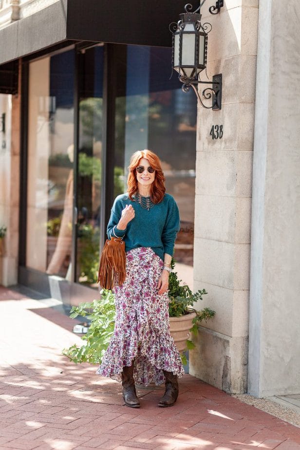 How I Am Wearing My Favorite Summer Floral Skirt Into Fall