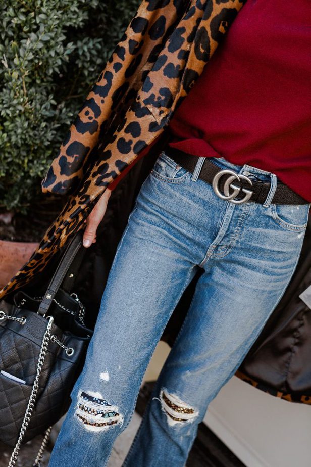 Gucci Betl + MOTHER The Tomcat High-Rise Distressed Jeans