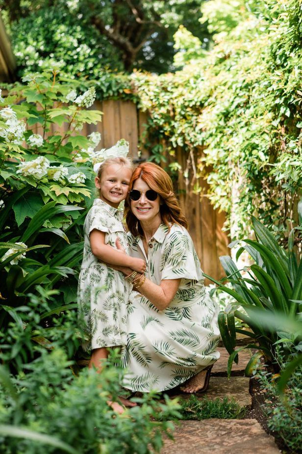 Palm Leaf Print Dress with Matching Childs