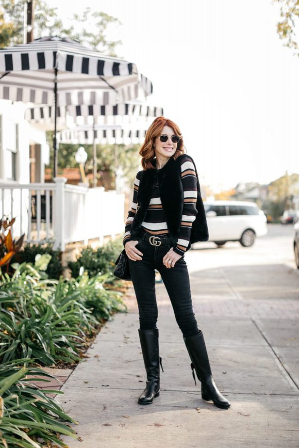 Over 40 Dallas Blogger wearing Frame, Topshop, Gucci and Chanel