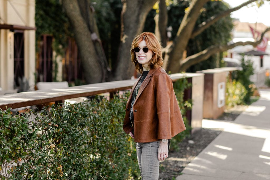 Blue Faux-Leather Jacket From  Is a Spring Essential