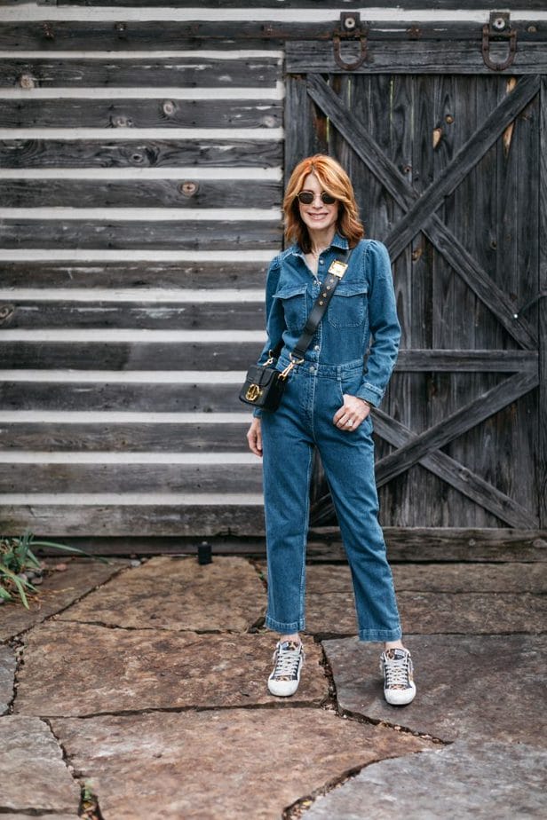 In The Style long sleeve denim jumpsuit in blue | ASOS