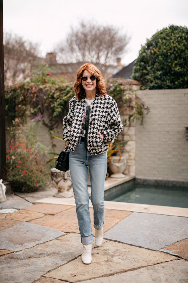 BLACK AND WHITE HOUNDSTOOTH JACKET
