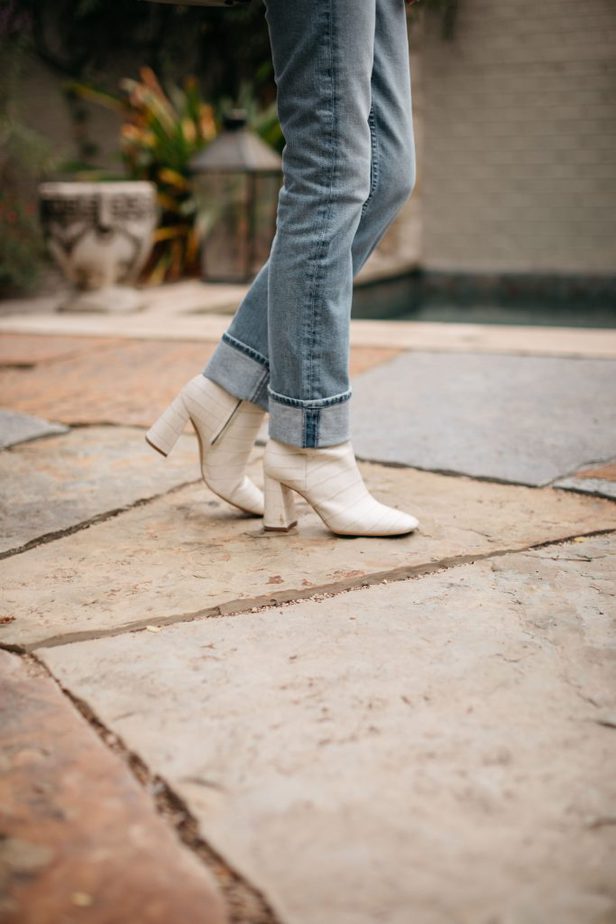 white ankle boots