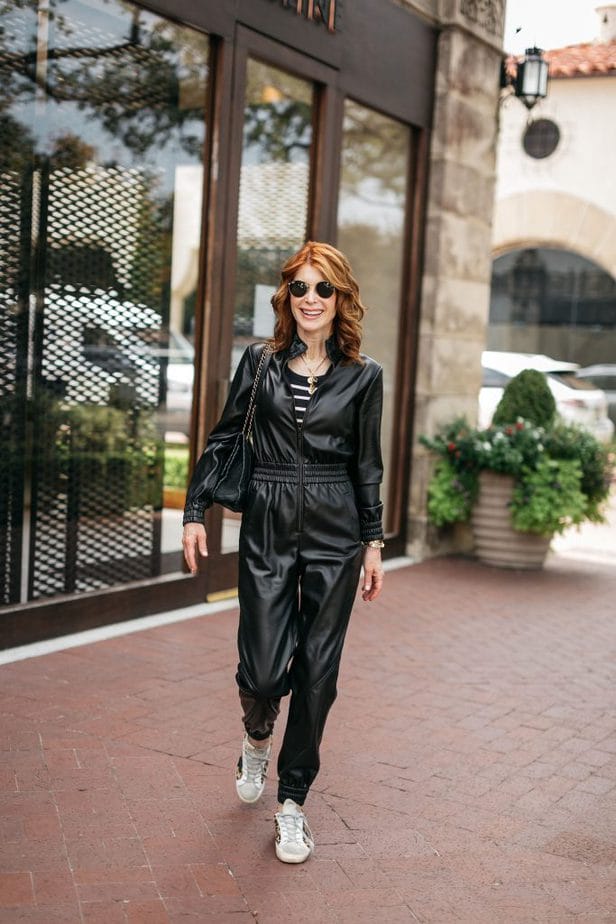 Switch Up Your Holiday Style with a Faux Leather Jumpsuit - The