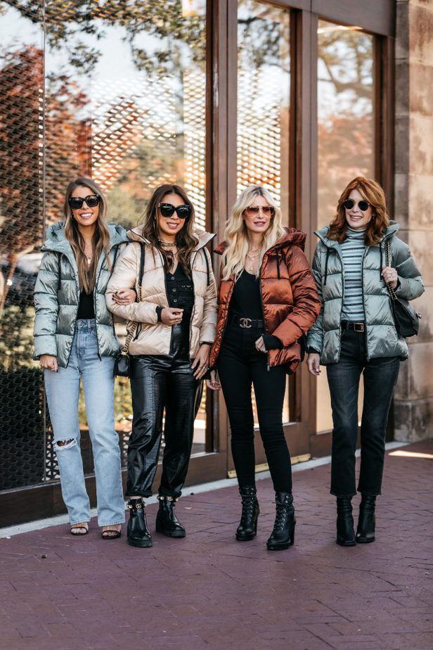 four women wearing Puffer Jacket