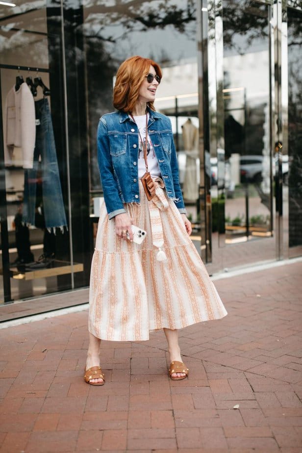 Boho skirt jean jacket sale